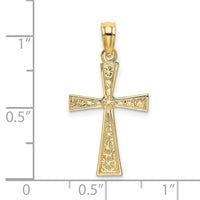 14K Engraved Cross W/Flared Tips Charm-K8408