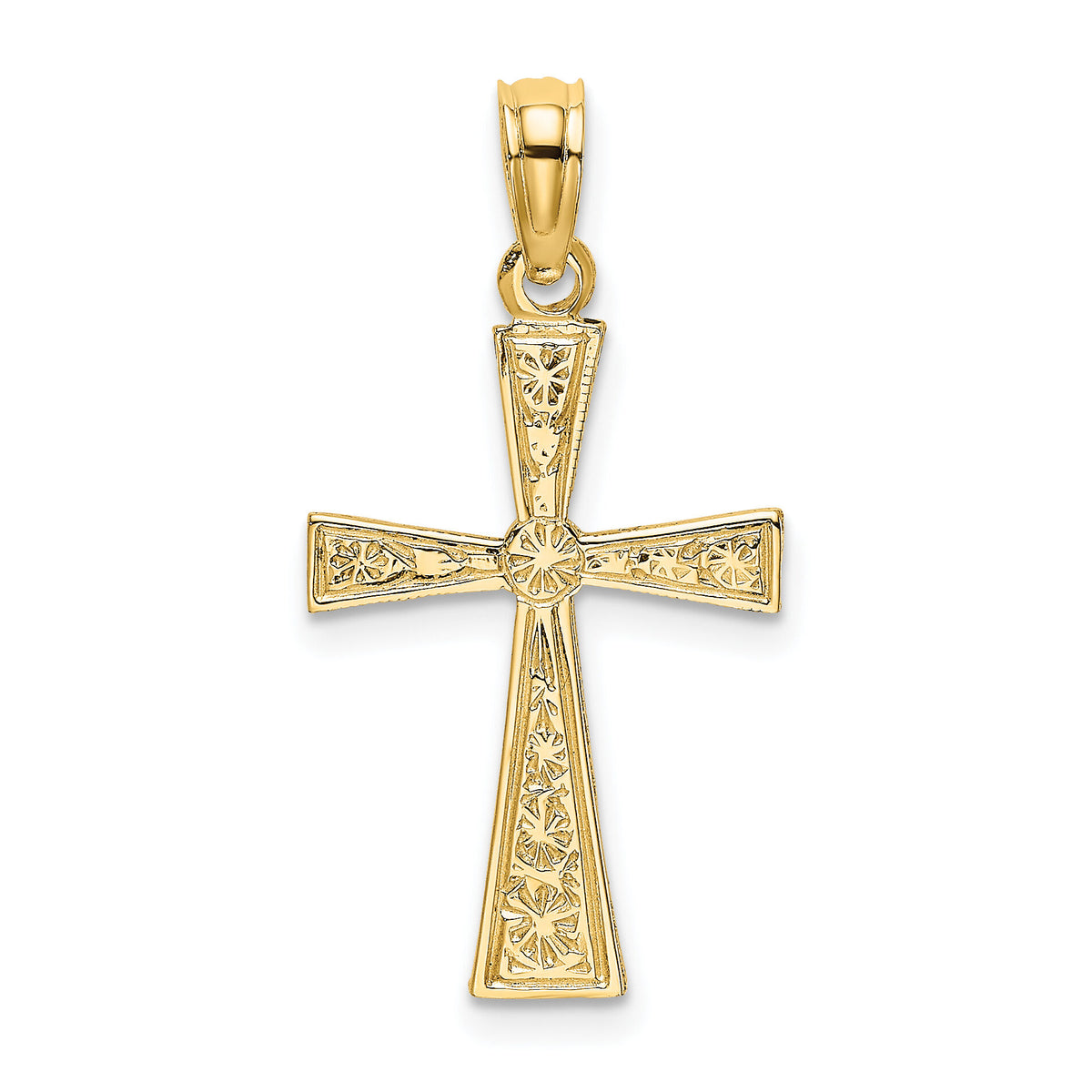 14K Engraved Cross W/Flared Tips Charm-K8408