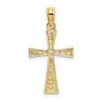 14K Engraved Cross W/Flared Tips Charm-K8408
