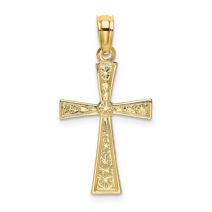 14K Engraved Cross W/Flared Tips Charm-K8408