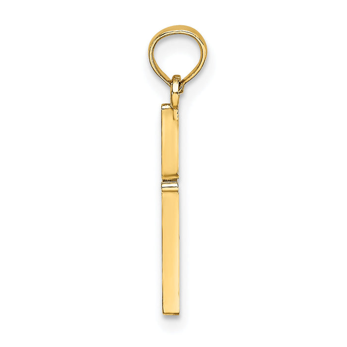 14K D/C and Polished Cross Charm-K8409