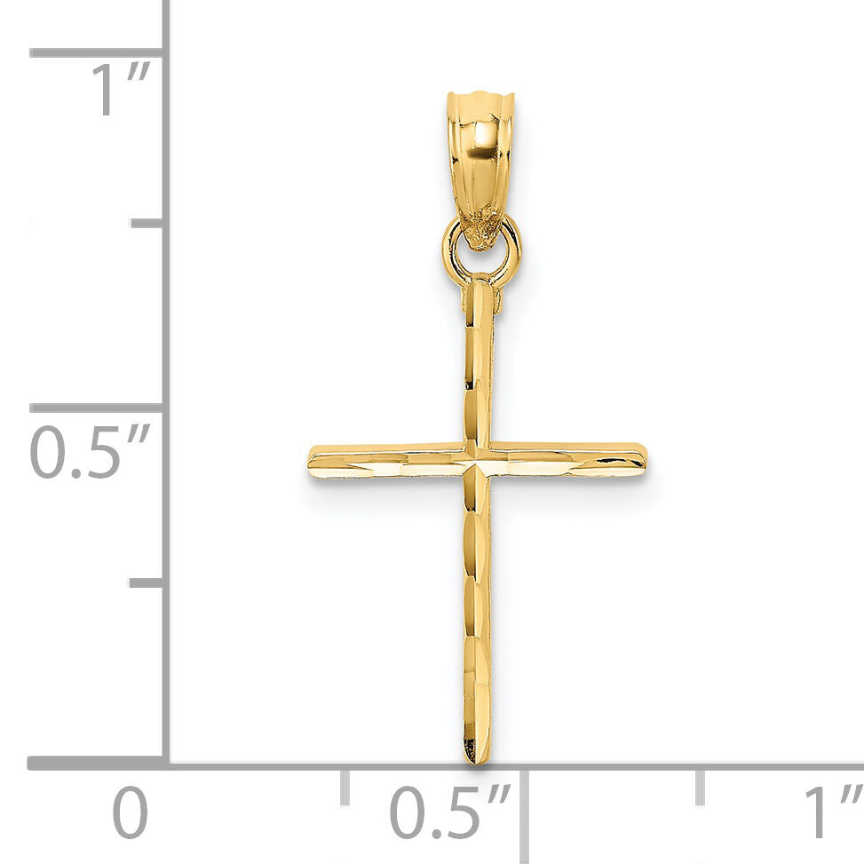 14K D/C and Polished Cross Charm-K8409