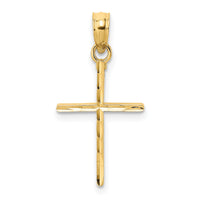 14K D/C and Polished Cross Charm-K8409