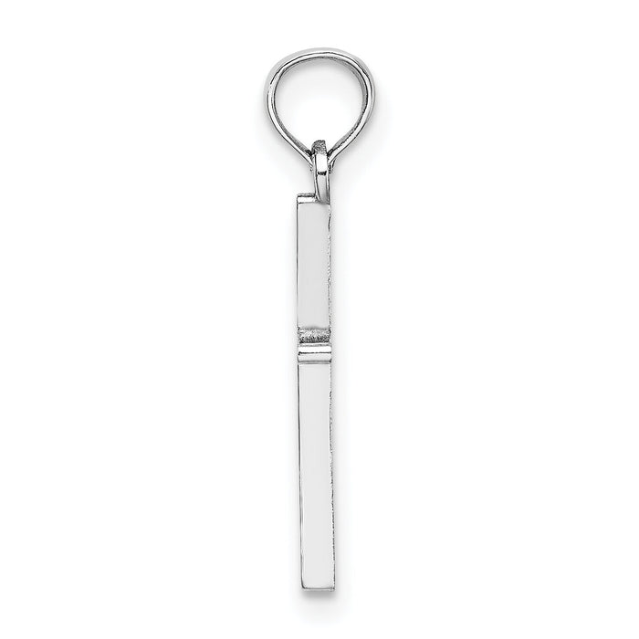 14K White Gold D/C and Polished Cross Charm-K8409W