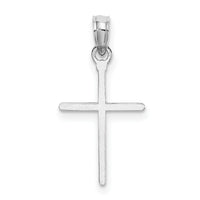 14K White Gold D/C and Polished Cross Charm-K8409W