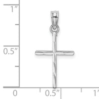 14K White Gold D/C and Polished Cross Charm-K8409W
