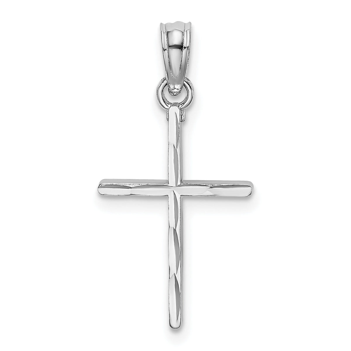 14K White Gold D/C and Polished Cross Charm-K8409W