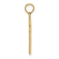 14K Polished Block Style Beaded Edge Cross Charm-K8411