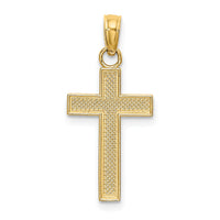 14K Polished Block Style Beaded Edge Cross Charm-K8411
