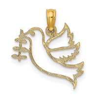 14K Cut-Out Dove with Olive Branch Charm-K8414