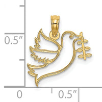 14K Cut-Out Dove with Olive Branch Charm-K8414