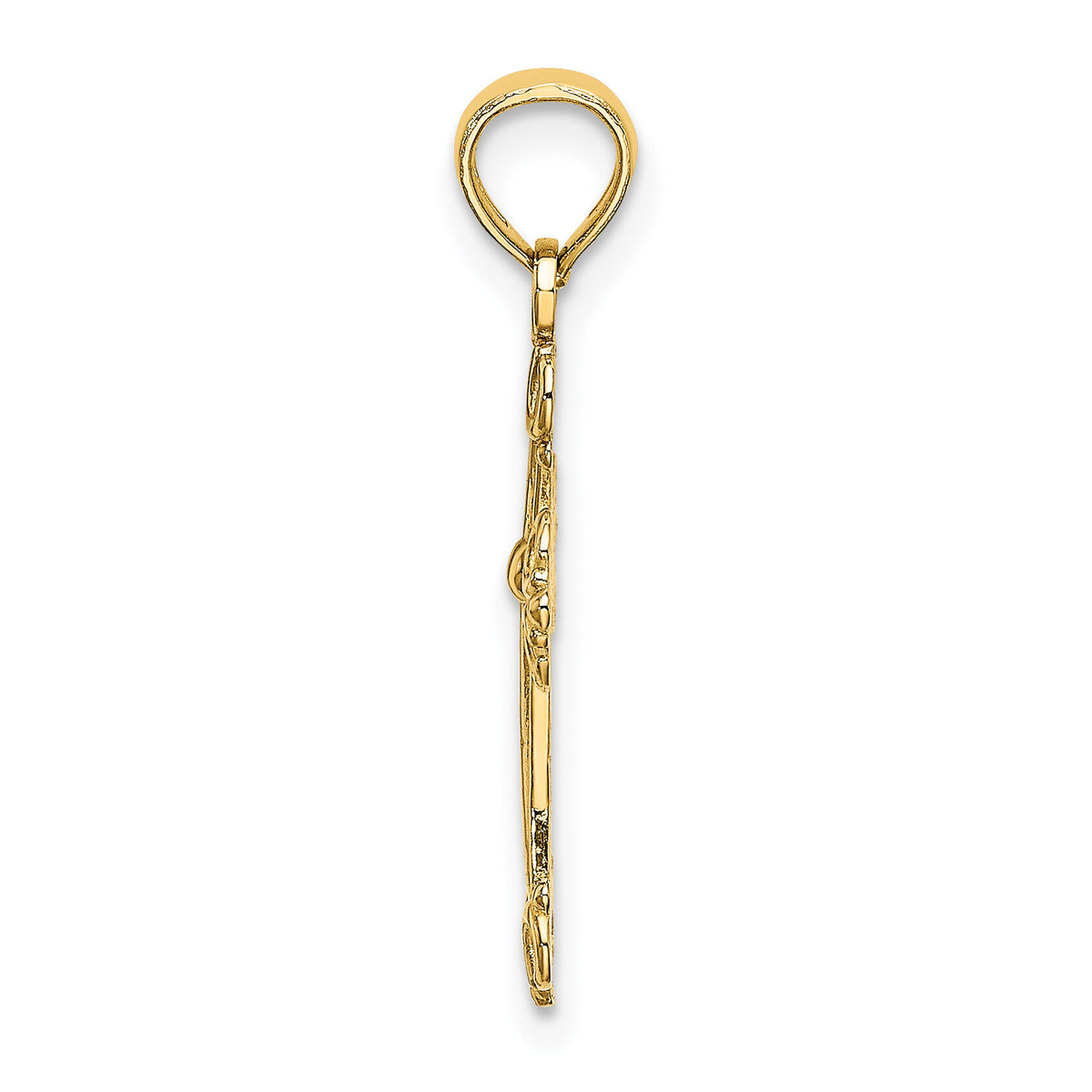 14K Cross W/ Scroll Tips and Button Center Charm-K8416