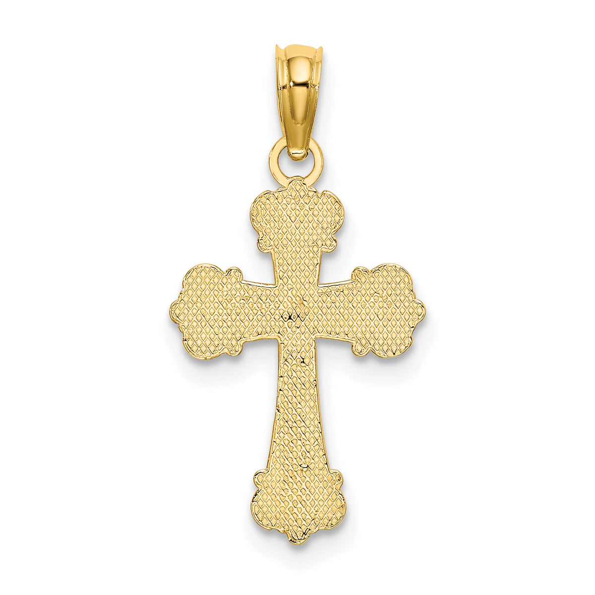 14K Cross W/ Scroll Tips and Button Center Charm-K8416