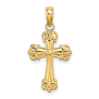 14K Cross W/ Scroll Tips and Button Center Charm-K8416