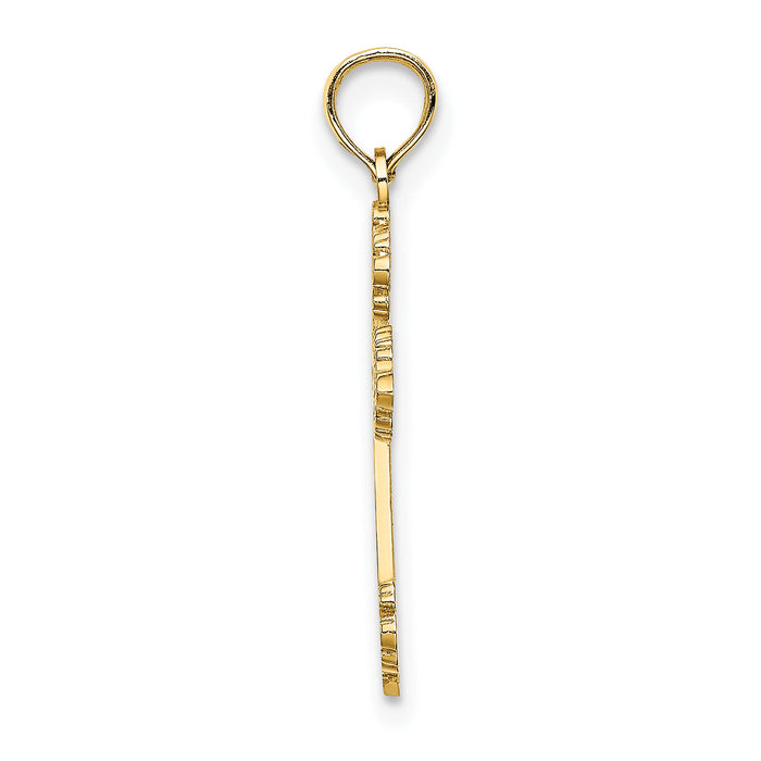 14K Polished and Textured Fancy Cross Charm-K8420