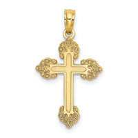 14K Polished and Textured Fancy Cross Charm-K8420