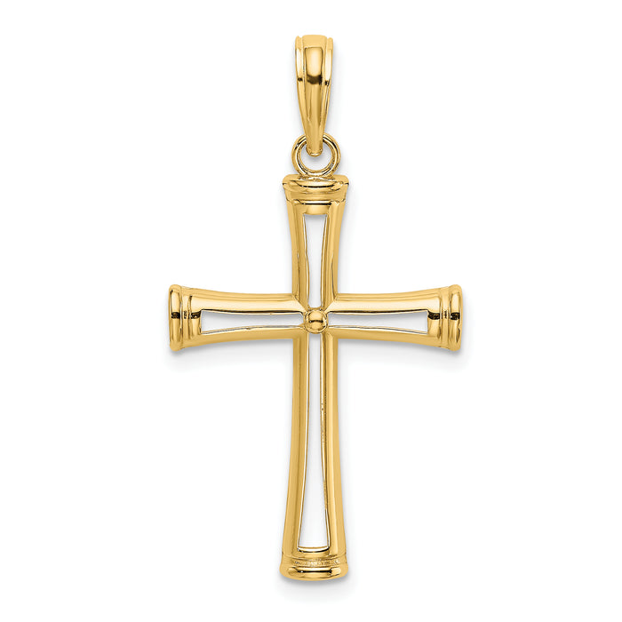 14K Polished and Cut-Out Cross-K8421