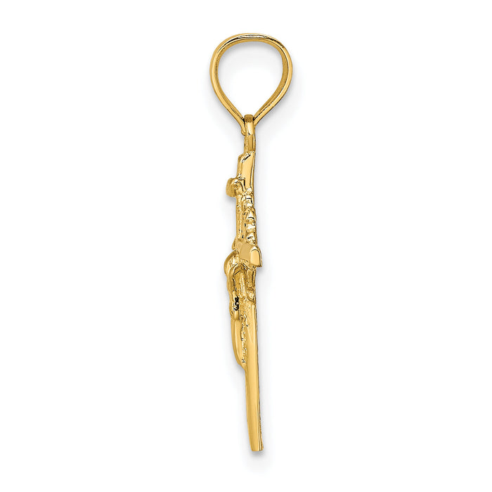 14K 2-D Starburst Crucifix Charm-K8422