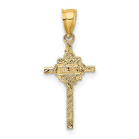 14K 2-D Starburst Crucifix Charm-K8422