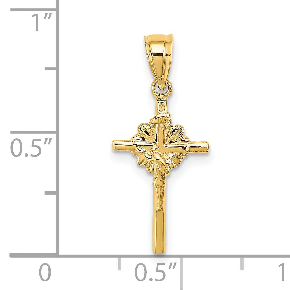14K 2-D Starburst Crucifix Charm-K8422