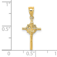 14K 2-D Starburst Crucifix Charm-K8422