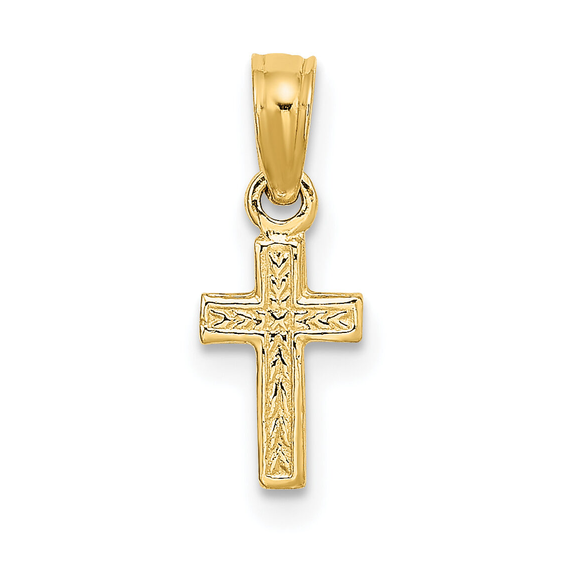 14K Polished and Engraved Mini Cross Charm-K8424
