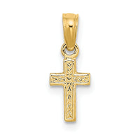 14K Polished and Engraved Mini Cross Charm-K8424