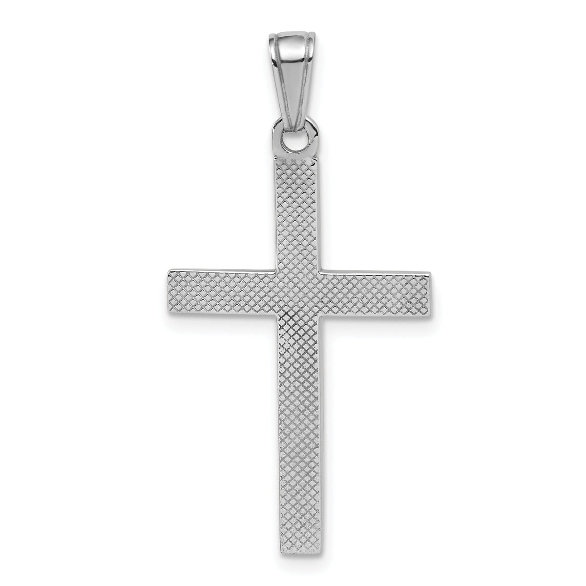 14K White Gold Polished Beveled Cross Charm-K8425W