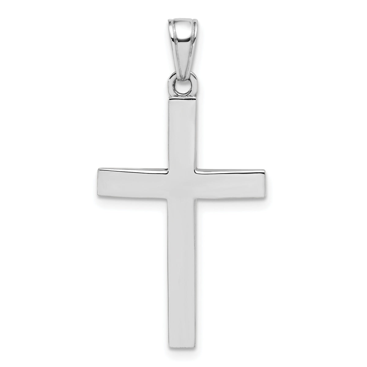 14K White Gold Polished Beveled Cross Charm-K8425W