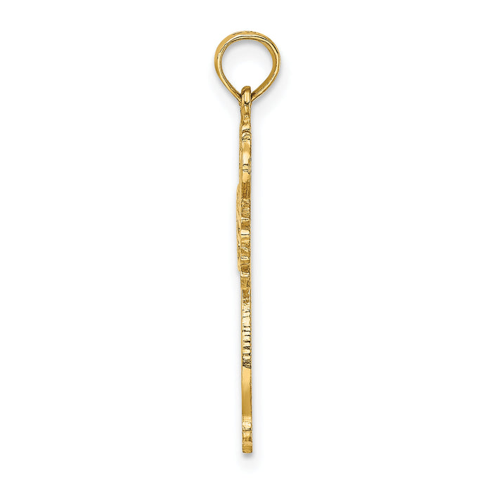 14K Cut-Out Scroll Framed Cross Charm-K8426