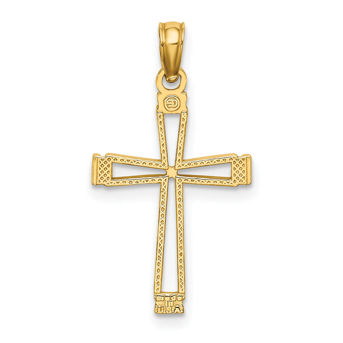 14k Cut-out Cross Pendant-K8429