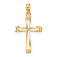 14k Cut-out Cross Pendant-K8429