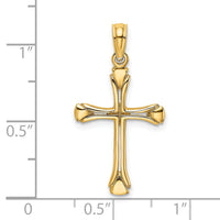 14K Polished Beveled Cut-out Cross Pendant-K8430