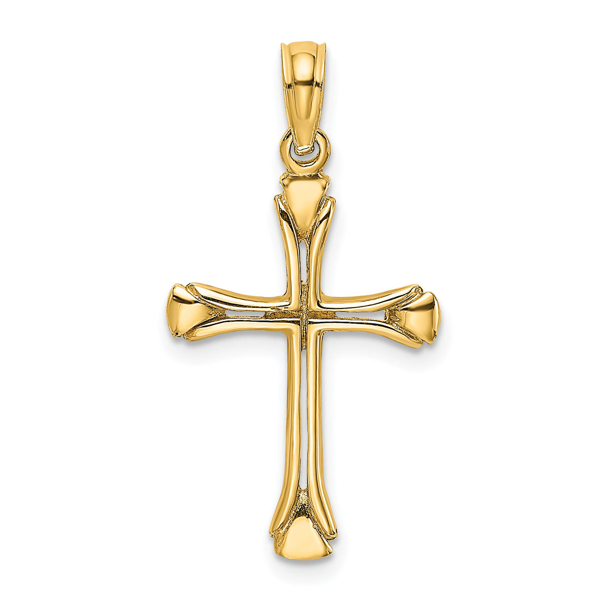 14K Polished Beveled Cut-out Cross Pendant-K8430