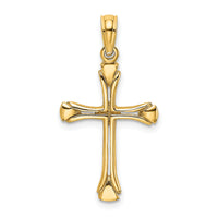 14K Polished Beveled Cut-out Cross Pendant-K8430