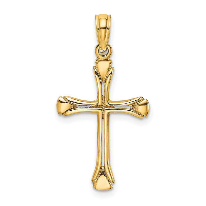 14K Polished Beveled Cut-out Cross Pendant-K8430