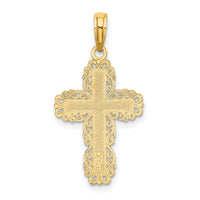 14K Textured w/ Lace Trim Cross Charm-K8431