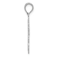 14K White Gold Textured w/ Lace Trim Cross Charm-K8431W