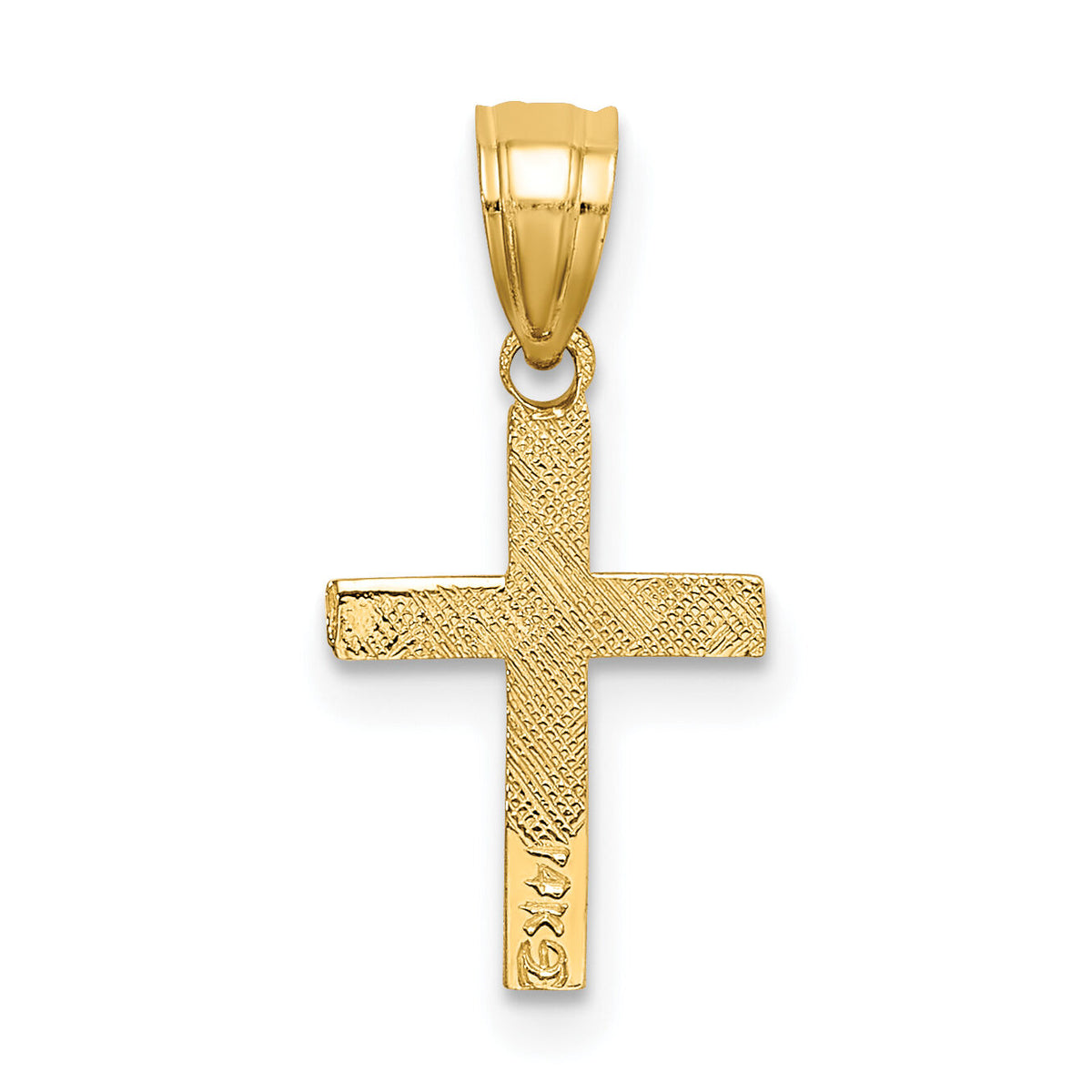 14K Polished w/ Star Pattern Mini Cross Charm-K8433