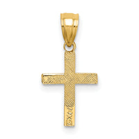 14K Polished w/ Star Pattern Mini Cross Charm-K8433