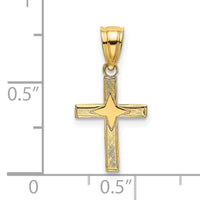 14K Polished w/ Star Pattern Mini Cross Charm-K8433