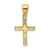14K Polished w/ Star Pattern Mini Cross Charm-K8433