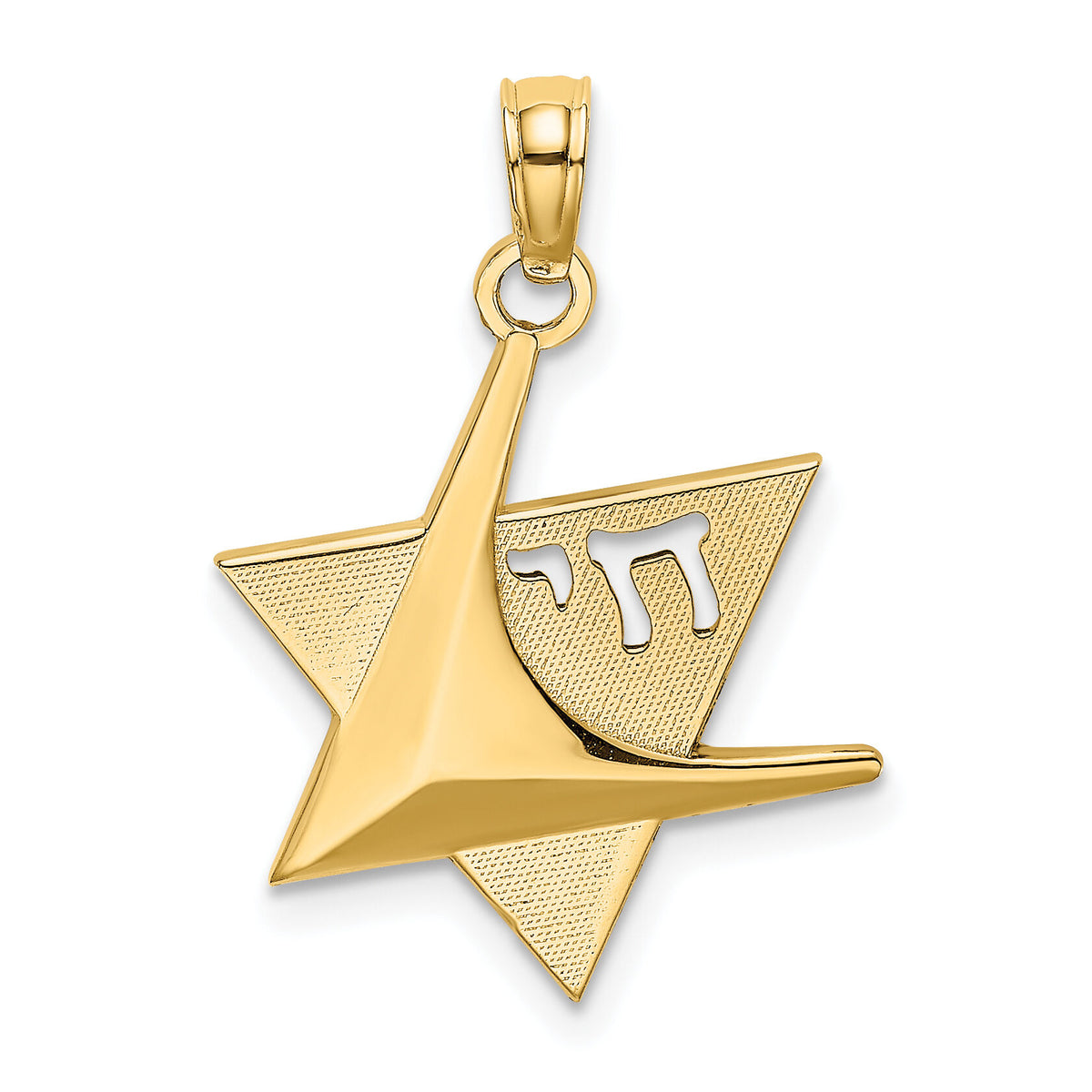 14K Polished Star Of David W/Chai Charm-K8434