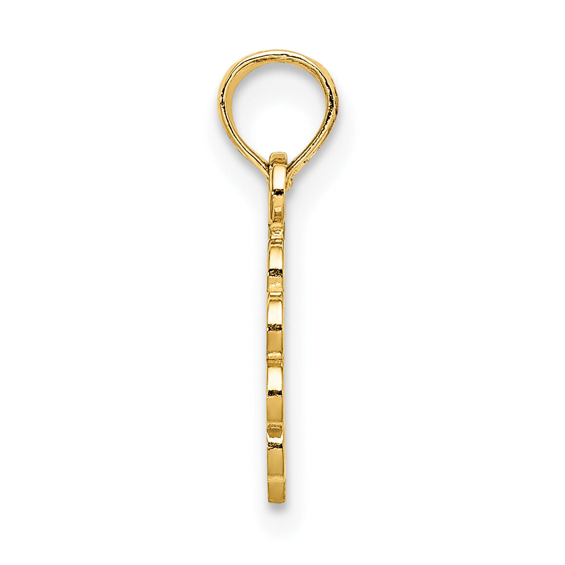 14K Praying Hands and Cross On Scalloped Round Disk Charm-K8436