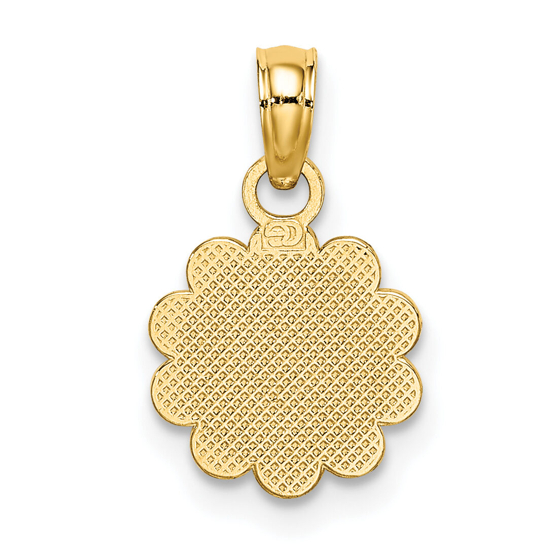 14K Praying Hands and Cross On Scalloped Round Disk Charm-K8436