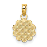14K Praying Hands and Cross On Scalloped Round Disk Charm-K8436