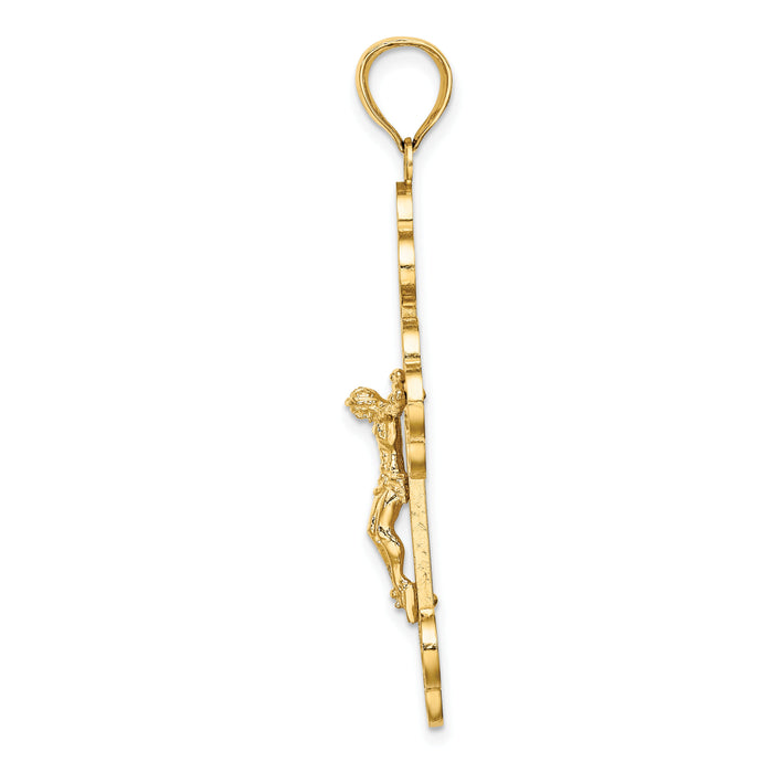 14K Crucifix W/ Budded Tips Charm-K8439