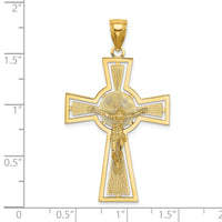 14K Cut-Out Crucifix W/ Center Circle Charm-K8440