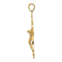 14K Textured Cut-Out Crucifix W/Budded Tips Charm-K8441