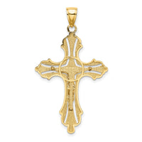14K Textured Cut-Out Crucifix W/Budded Tips Charm-K8441
